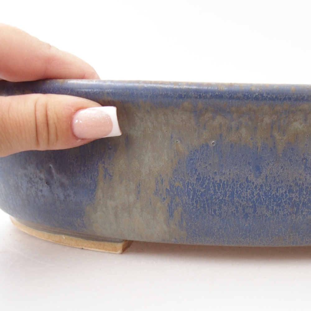 Bol à bonsaï en céramique 32,5 x 28 x 7 cm, couleur bleu