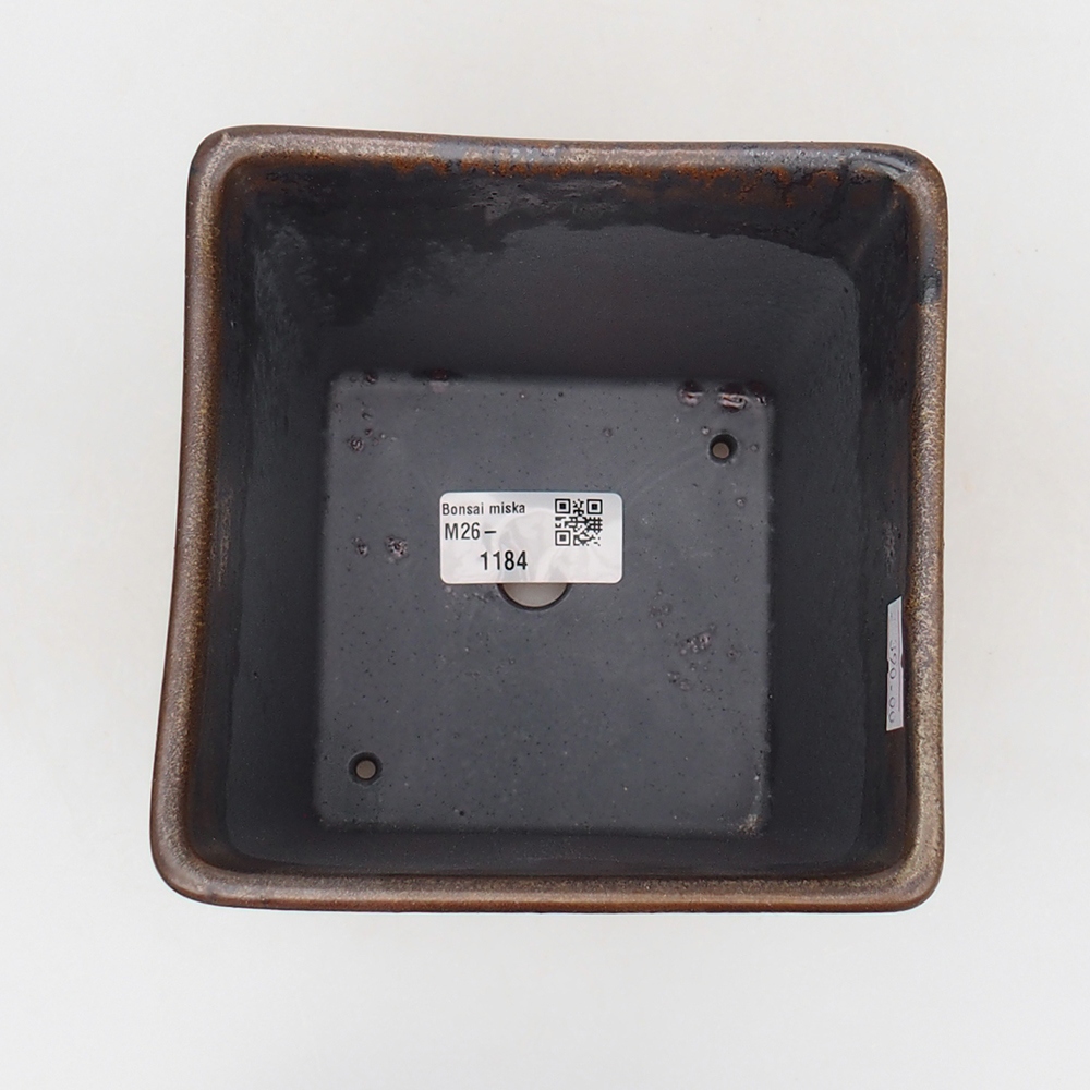 Bol à bonsaï en céramique 13 x 13 x 13 cm, brun