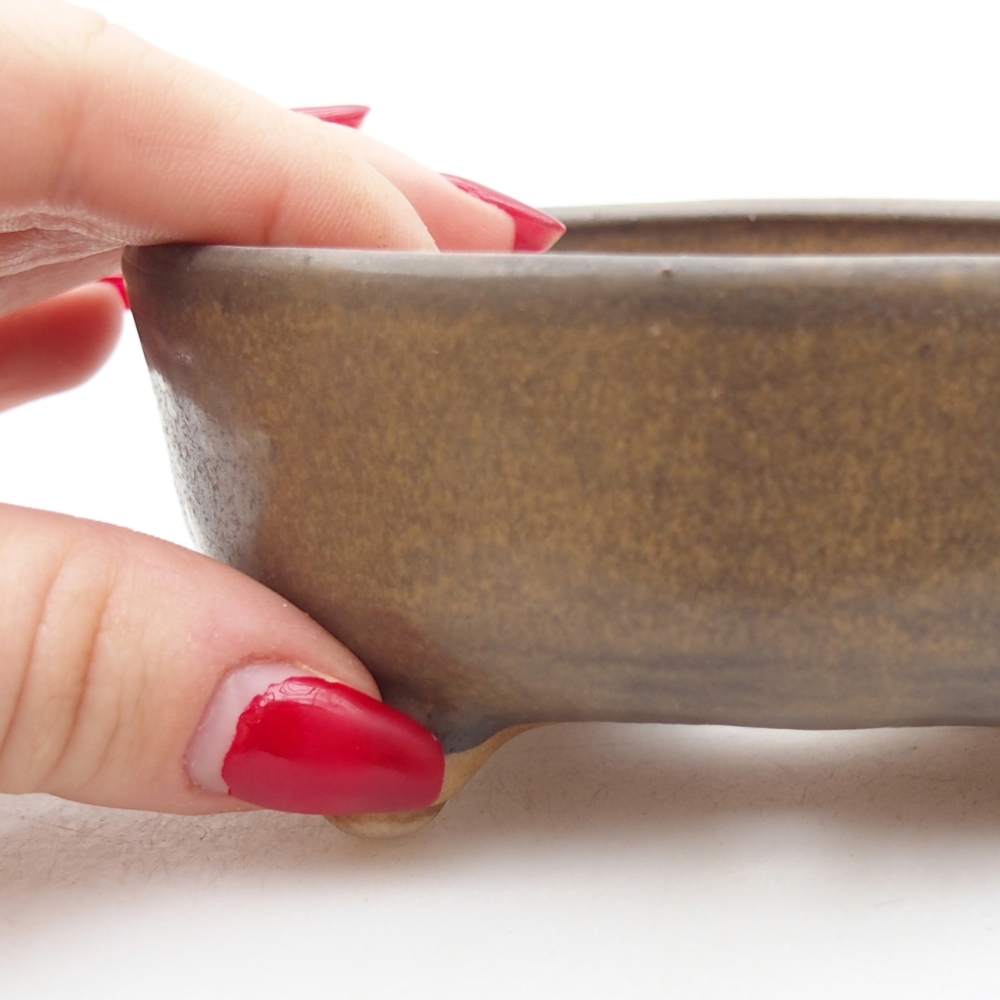 Bol à bonsaï en céramique 11 x 11 x 4,5 cm, brun