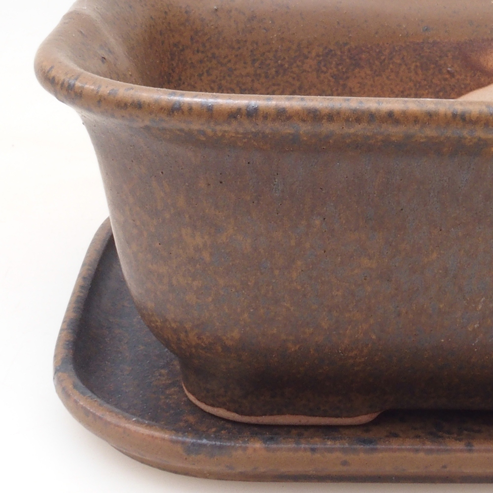 Bol Bonsaï + soucoupe H37 - 14,5x13x6,5 cm - marron