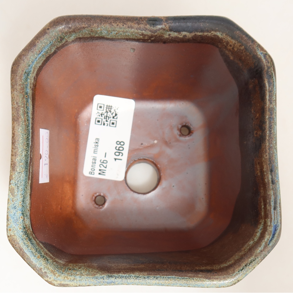 Pot à bonsaï en céramique 10 x 10 x 6,5 cm, couleur brun-vert