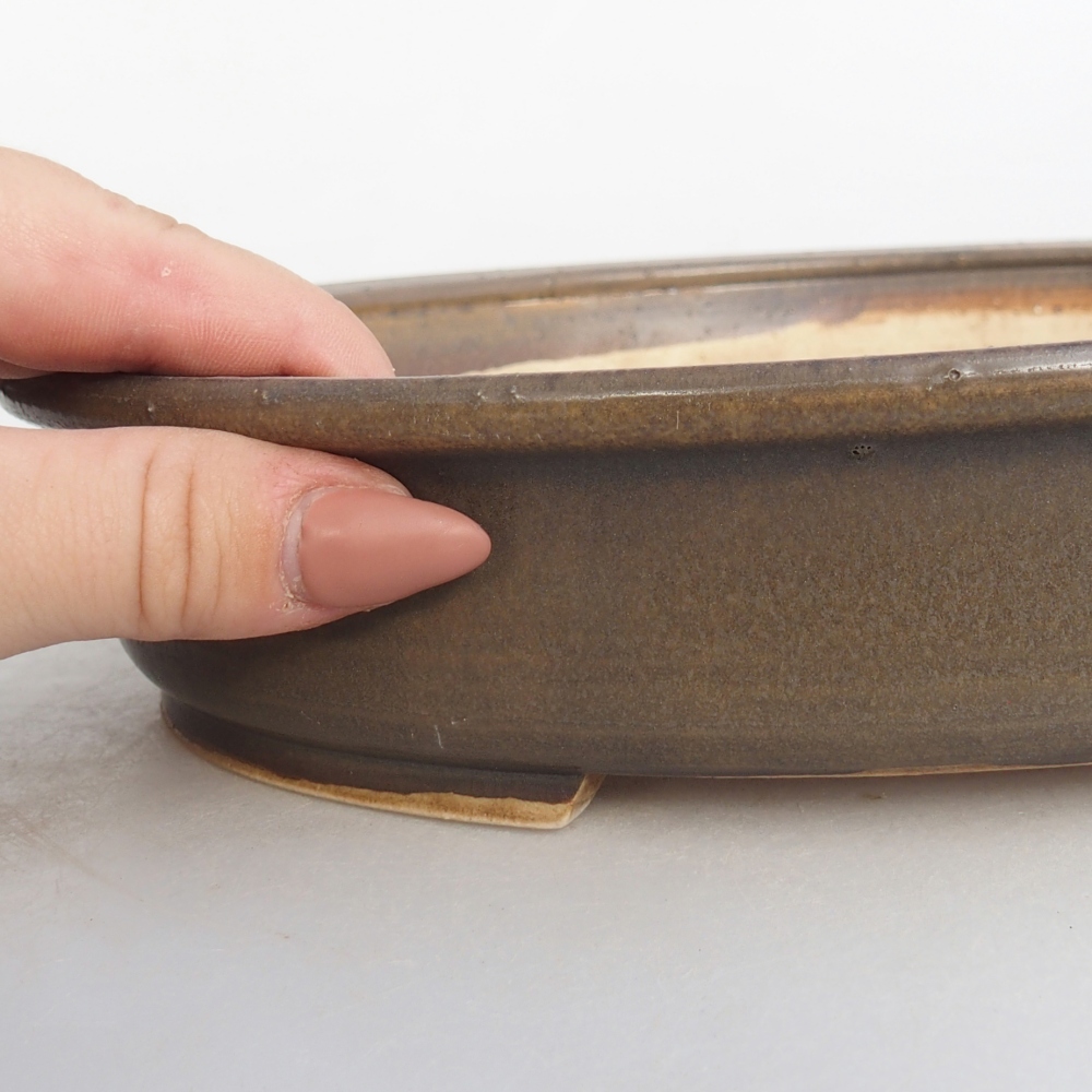 Bol à bonsaï en céramique 24 x 20,5 x 5 cm, brun