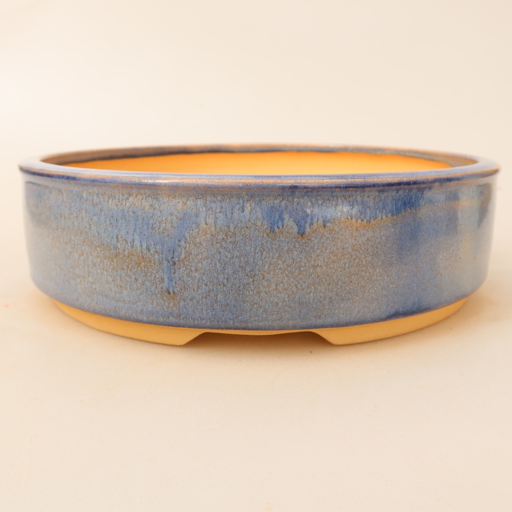 Pot à bonsaï en céramique 23 x 23 x 6,5 cm, couleur bleue