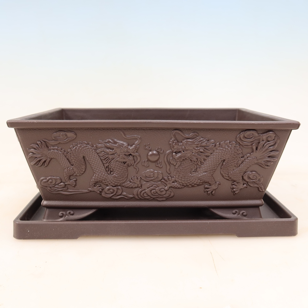 Pot à bonsaï + soucoupe en plastique MP-36 - 22,5 x 16 x 9 cm