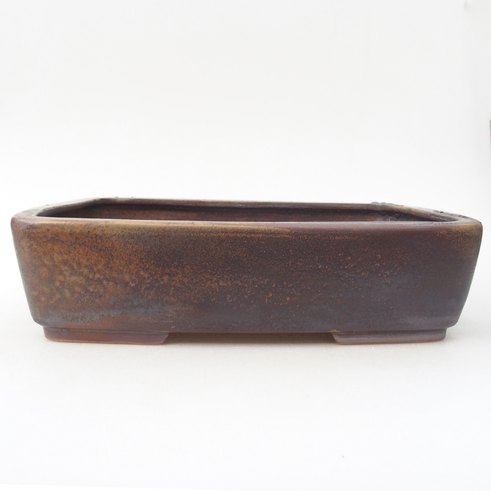 Bol à bonsaï en céramique 26,5 x 20,5 x 6,5 cm, brun