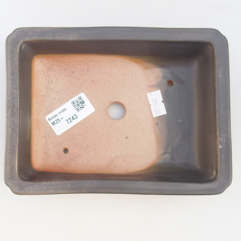 Bol à bonsaï en céramique 18 x 13,5 x 4 cm, couleur métal