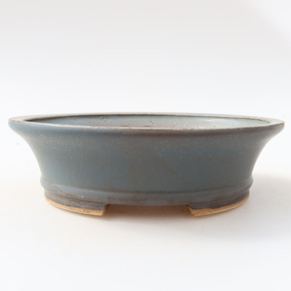Pot à bonsaï en céramique 14,5 x 13 x 4 cm, couleur bleue