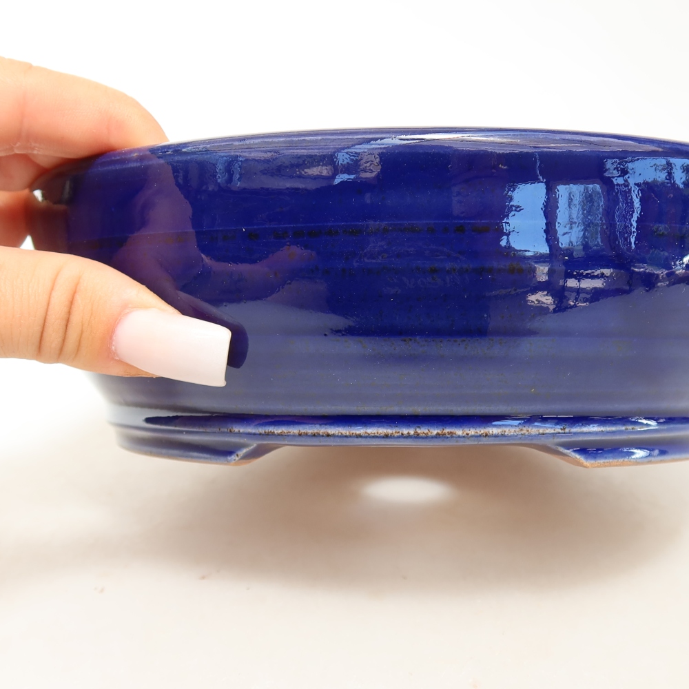 Bol à bonsaï en céramique 19 x 19 x 6 cm, couleur bleu