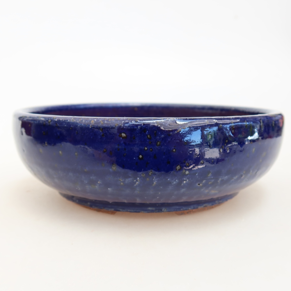 Pot à bonsaï en céramique 15,5 x 15,5 x 5 cm, couleur bleue