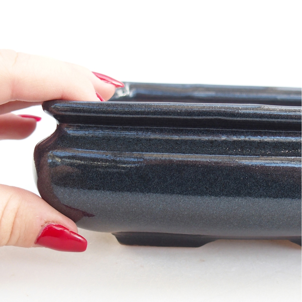 Bol à bonsaï en céramique 15,5 x 15,5 x 6 cm, noir