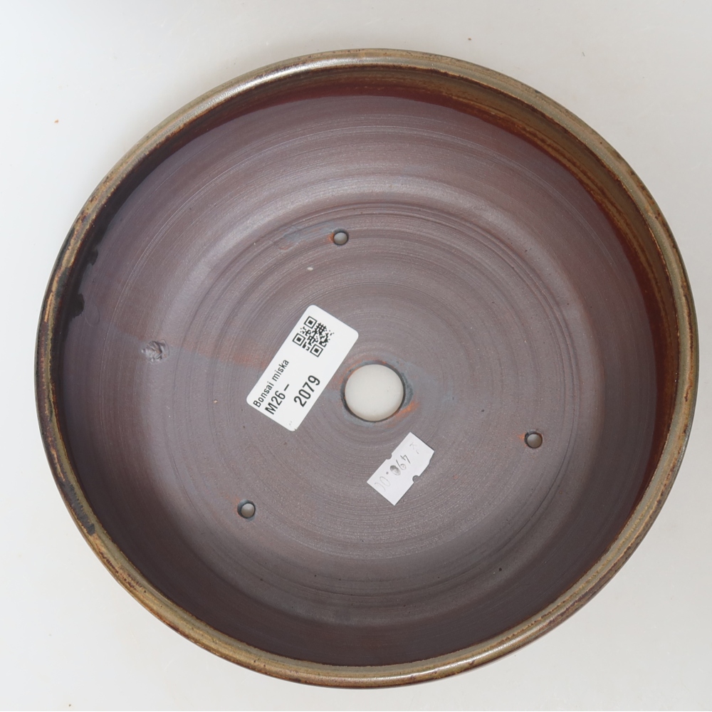 Pot à bonsaï en céramique 19 x 19 x 6 cm, couleur marron