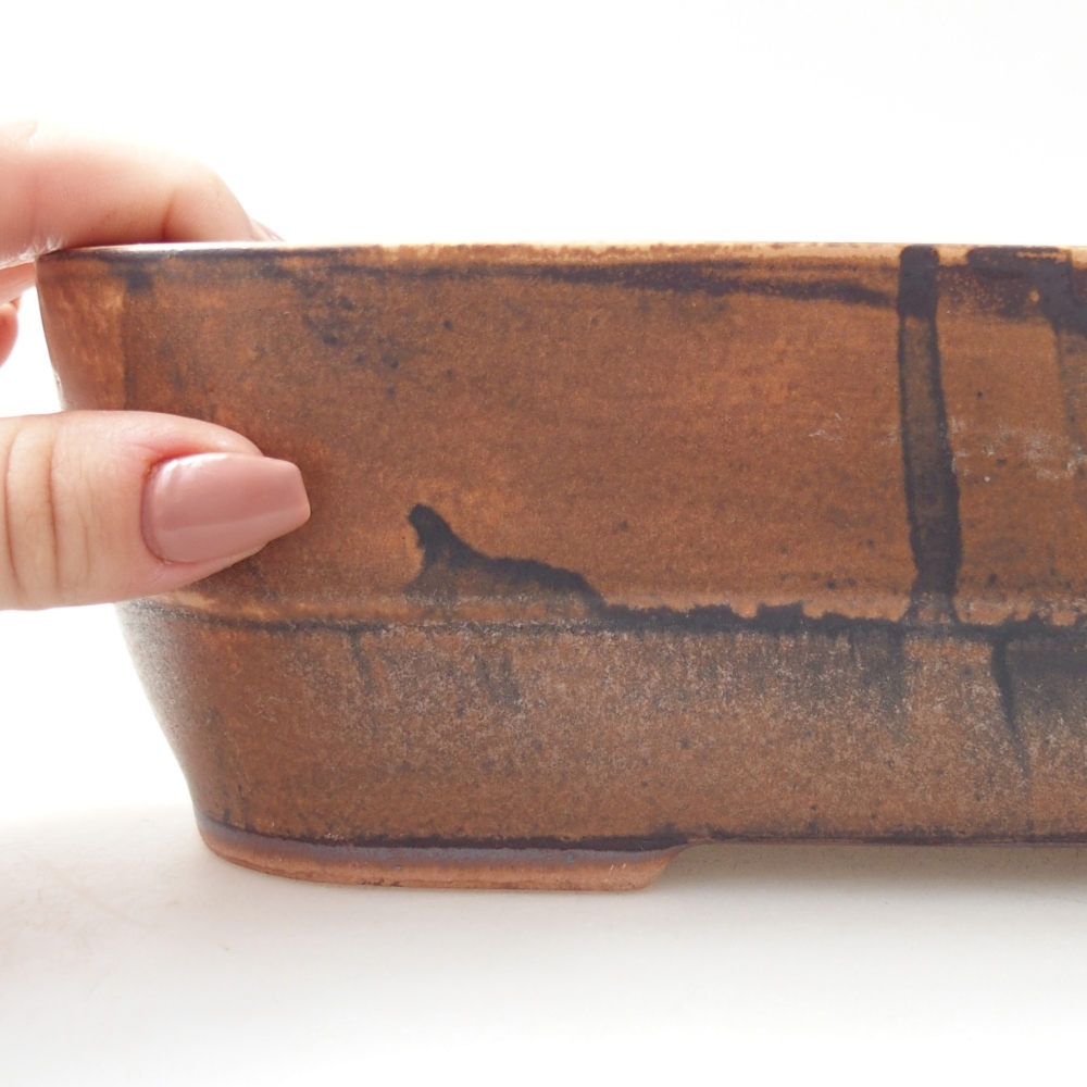 Bol à bonsaï en céramique 28 x 20,5 x 7,5 cm, brun