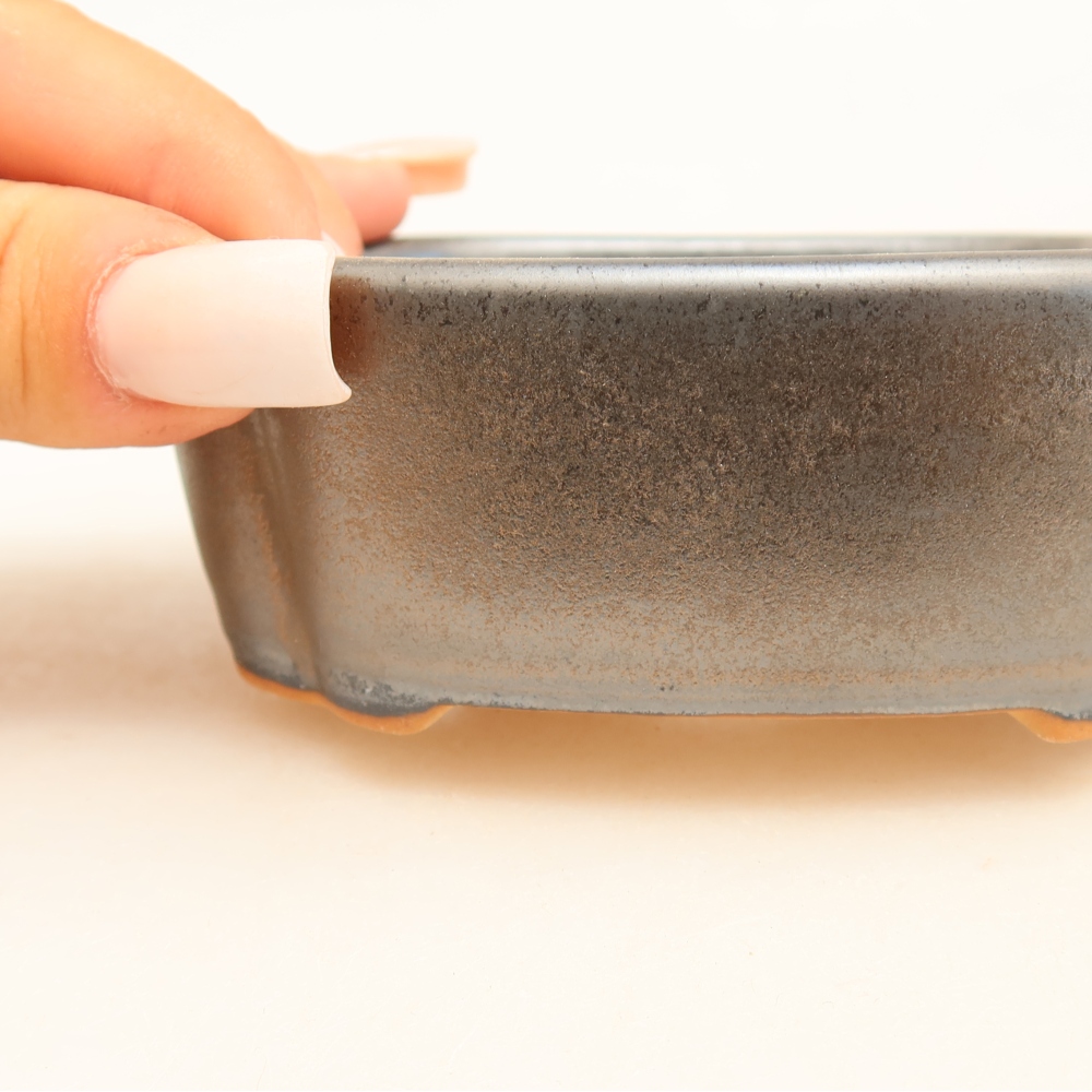 Pot à bonsaï en céramique 10,5 x 8 x 4 cm, couleur métallique