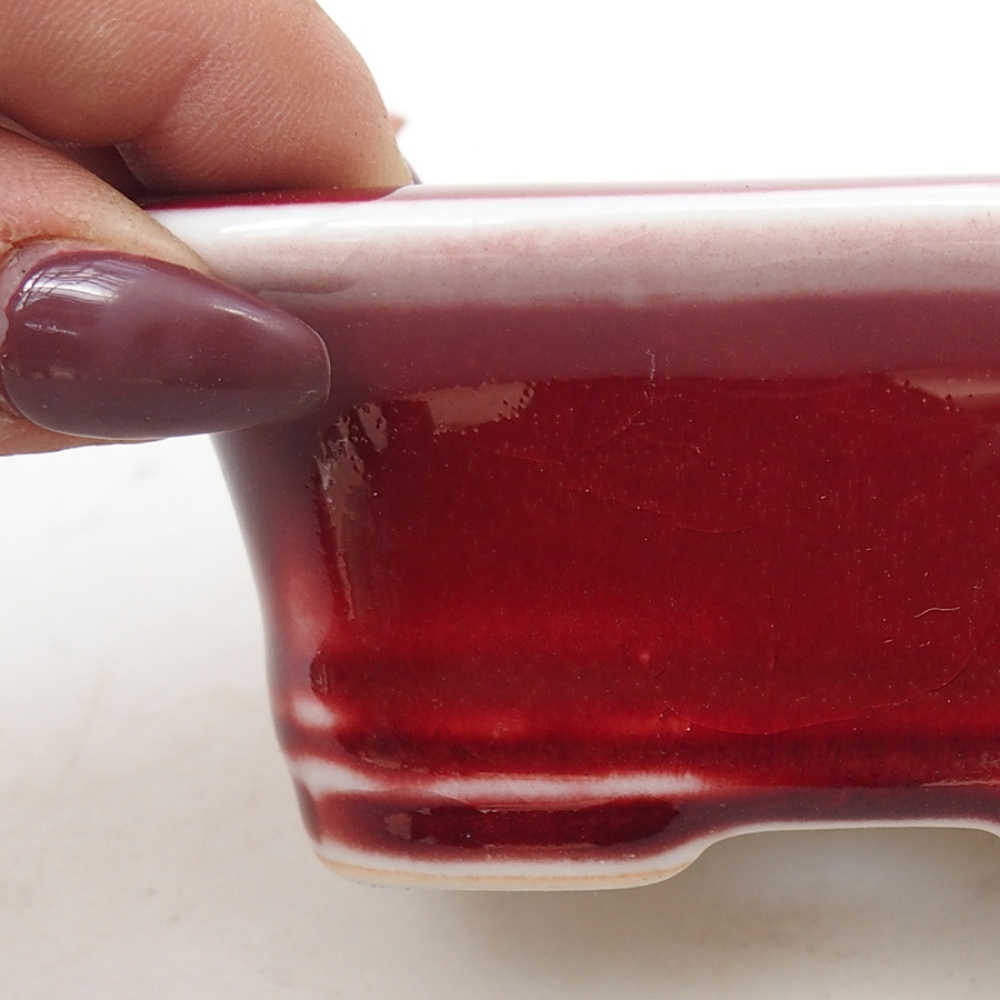 Bol à bonsaï en céramique 10 x 7,5 x 4 cm, couleur rouge