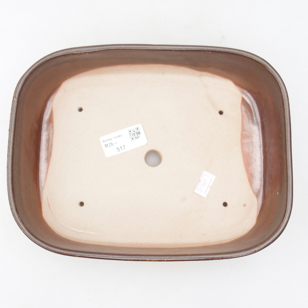 Bol à bonsaï en céramique 22,5 x 17 x 6 cm, brun