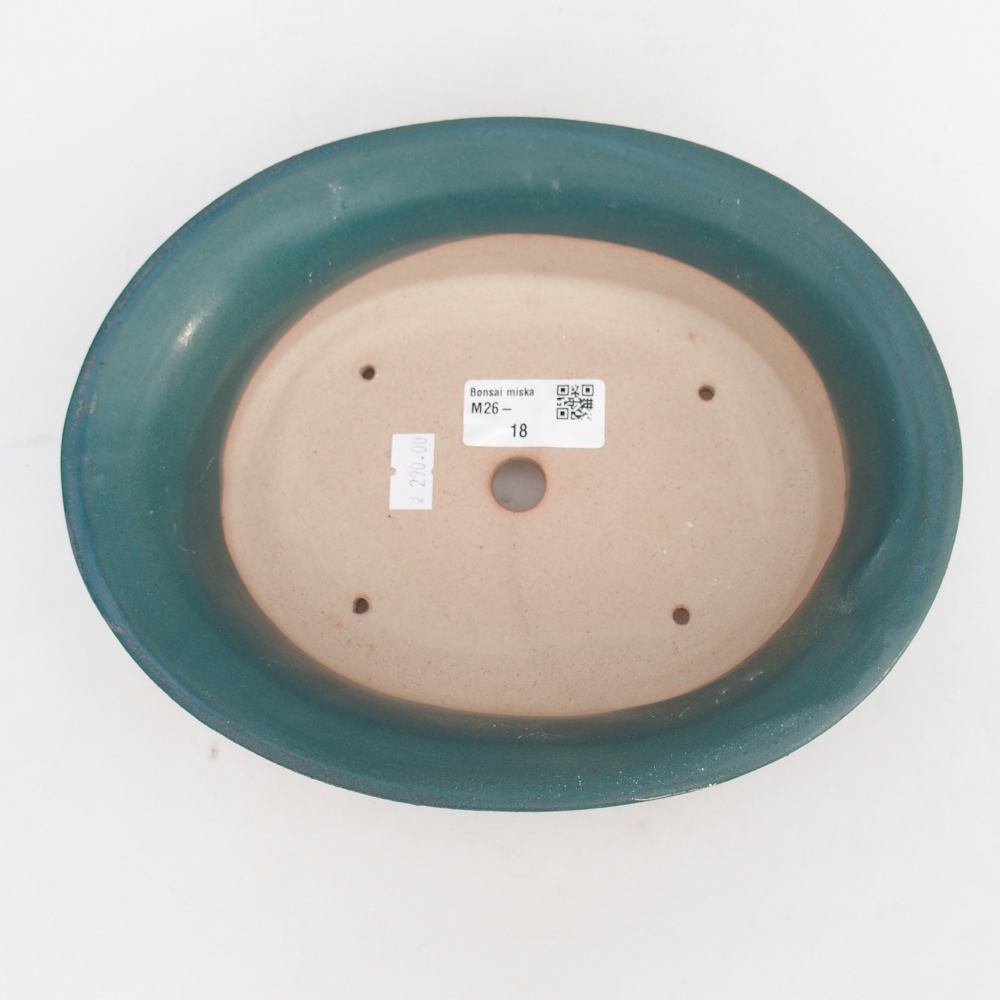 Bol à bonsaï en céramique 22,5 x 18,5 x 7 cm, couleur bleu