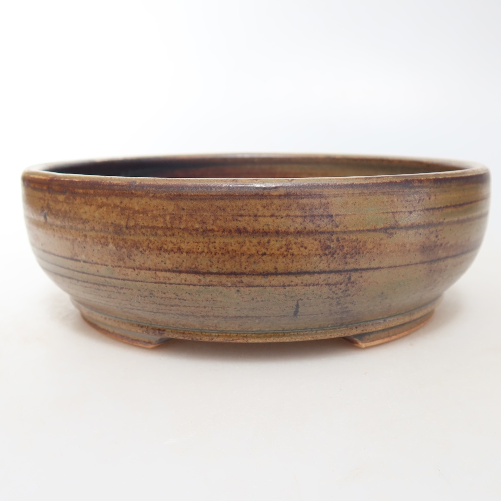 Pot à bonsaï en céramique 19 x 19 x 6 cm, couleur marron