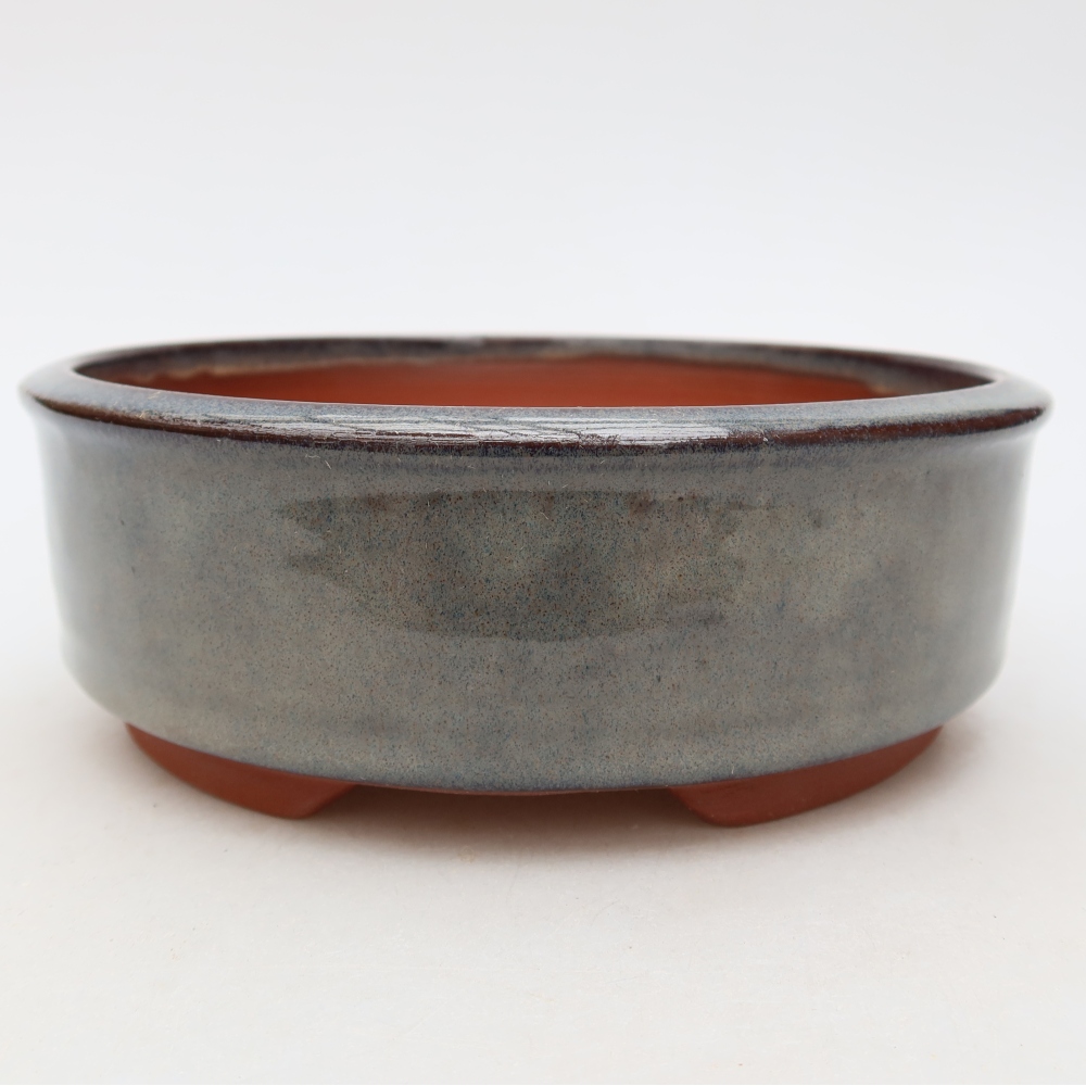 Pot à bonsaï en céramique 15,5 x 15,5 x 5 cm, couleur grise