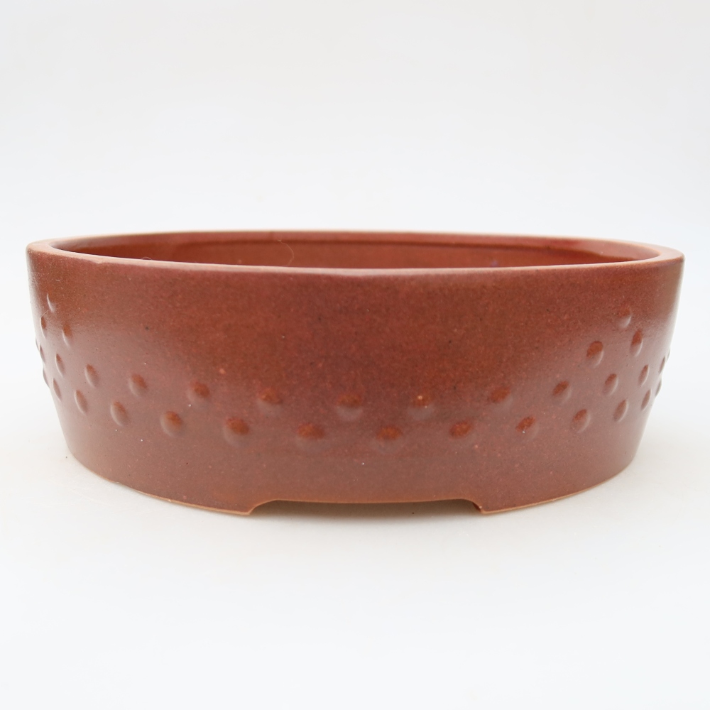 Pot à bonsaï en céramique 24 x 24 x 7 cm, couleur bordeaux