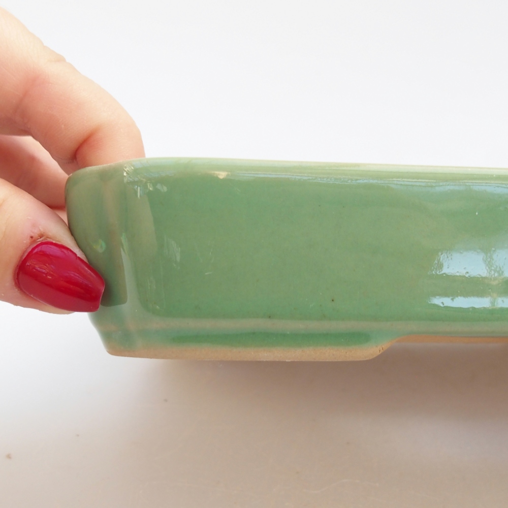 Bol à bonsaï en céramique 18,5 x 13,5 x 3,5 cm, vert