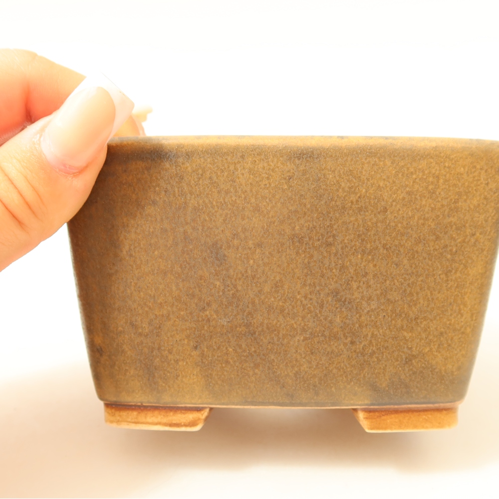 Pot à bonsaï en céramique 10,5 x 10,5 x 7 cm, couleur marron