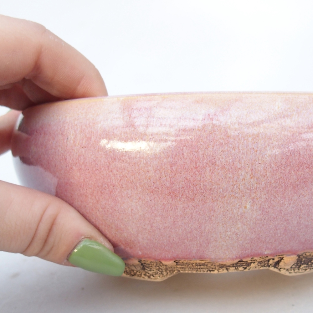 Bol à bonsaï en céramique 15,5 x 15,5 x 6 cm, rose