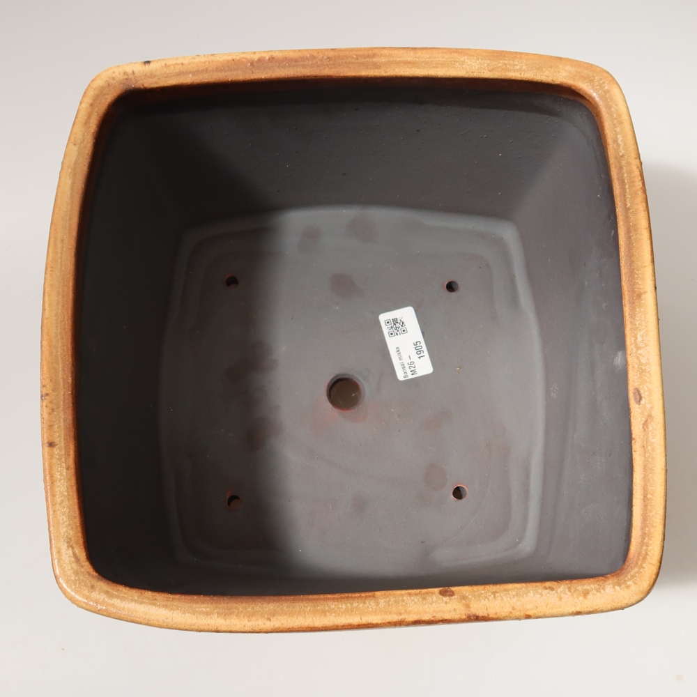 Pot à bonsaï en céramique 26,5 x 26,5 x 15,5 cm, couleur marron