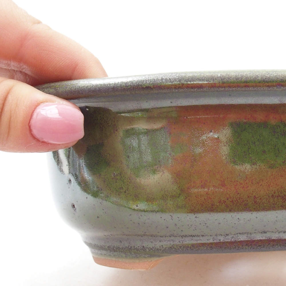 Bol à bonsaï en céramique 18 x 14,5 x 6 cm, vert