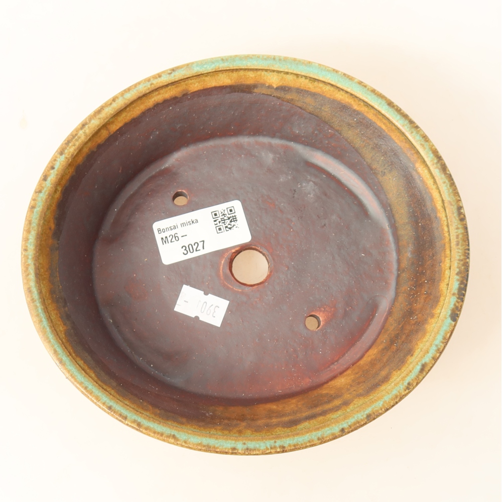 Pot à bonsaï en céramique 17,5 x 16,5 x 4,5 cm, couleur verte