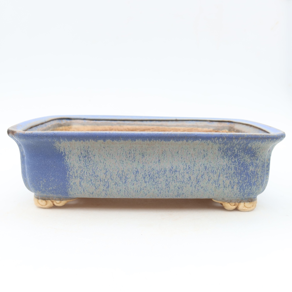 Pot à bonsaï en céramique 25 x 20,5 x 7,5 cm, couleur bleue