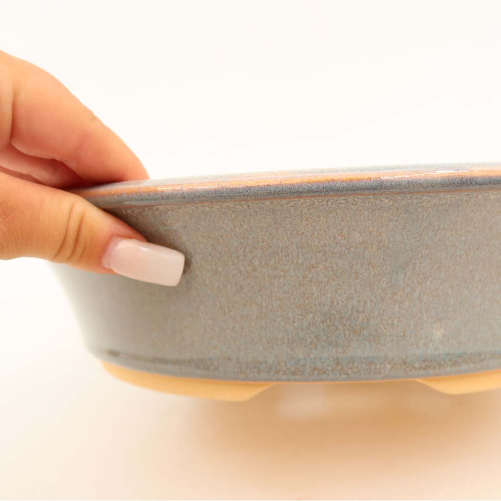 Pot à bonsaï en céramique 28,5 x 28,5 x 7 cm, couleur grise