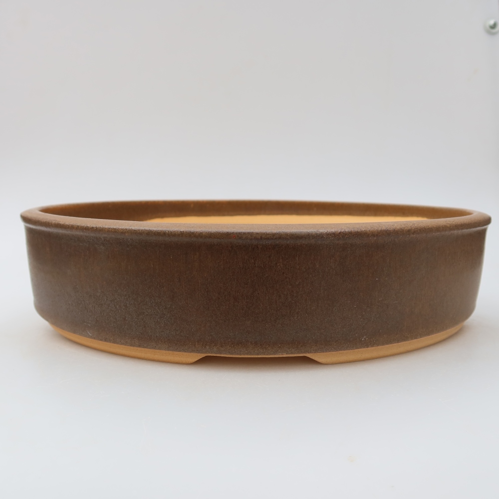 Pot à bonsaï en céramique 29 x 29 x 6,5 cm, couleur marron