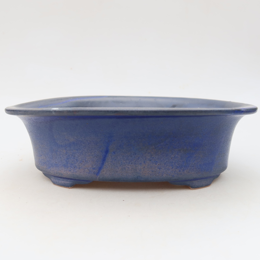 Pot à bonsaï en céramique 22,5 x 17,5 x 6,5 cm, couleur bleue