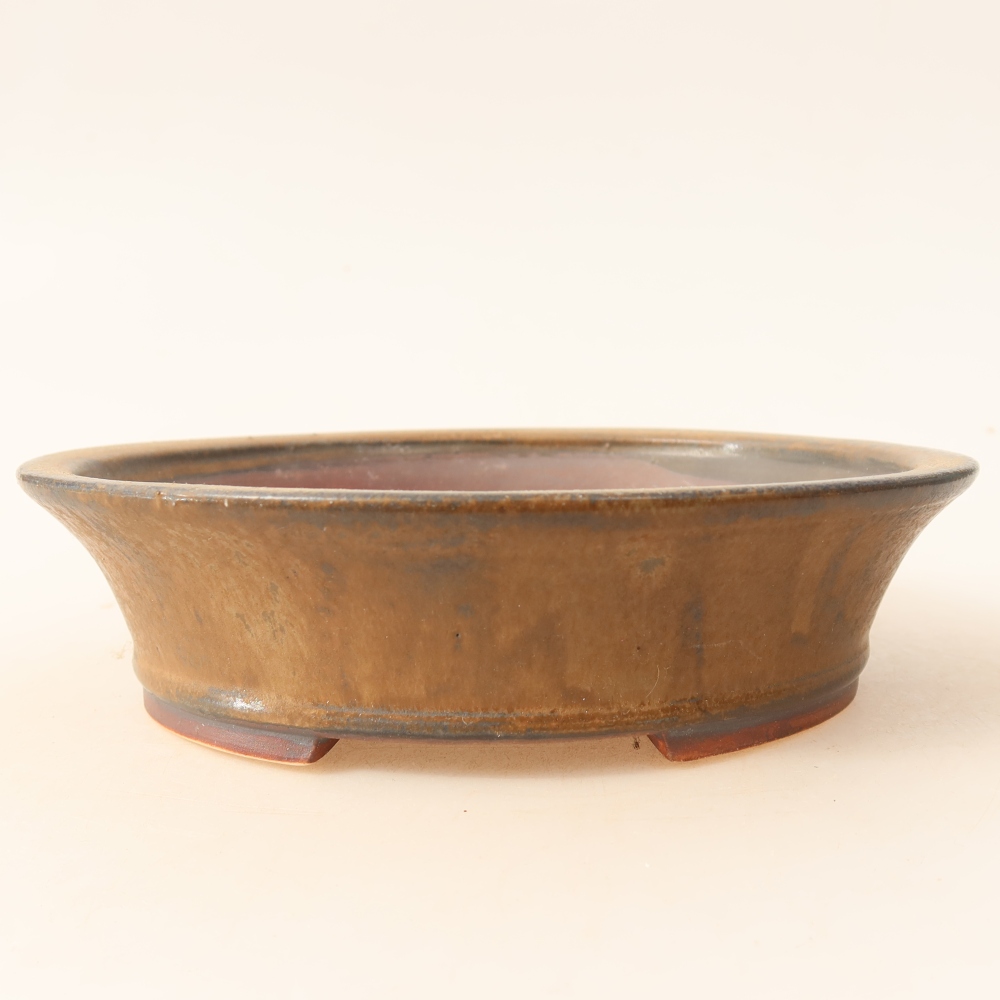Pot à bonsaï en céramique 17,5 x 16,5 x 4,5 cm, couleur marron