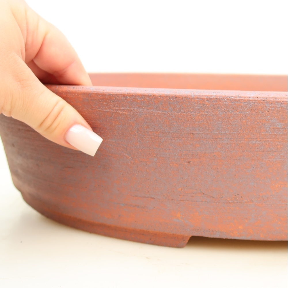 Pot à bonsaï en céramique 38,5 x 30 x 8,5 cm, couleur métallique