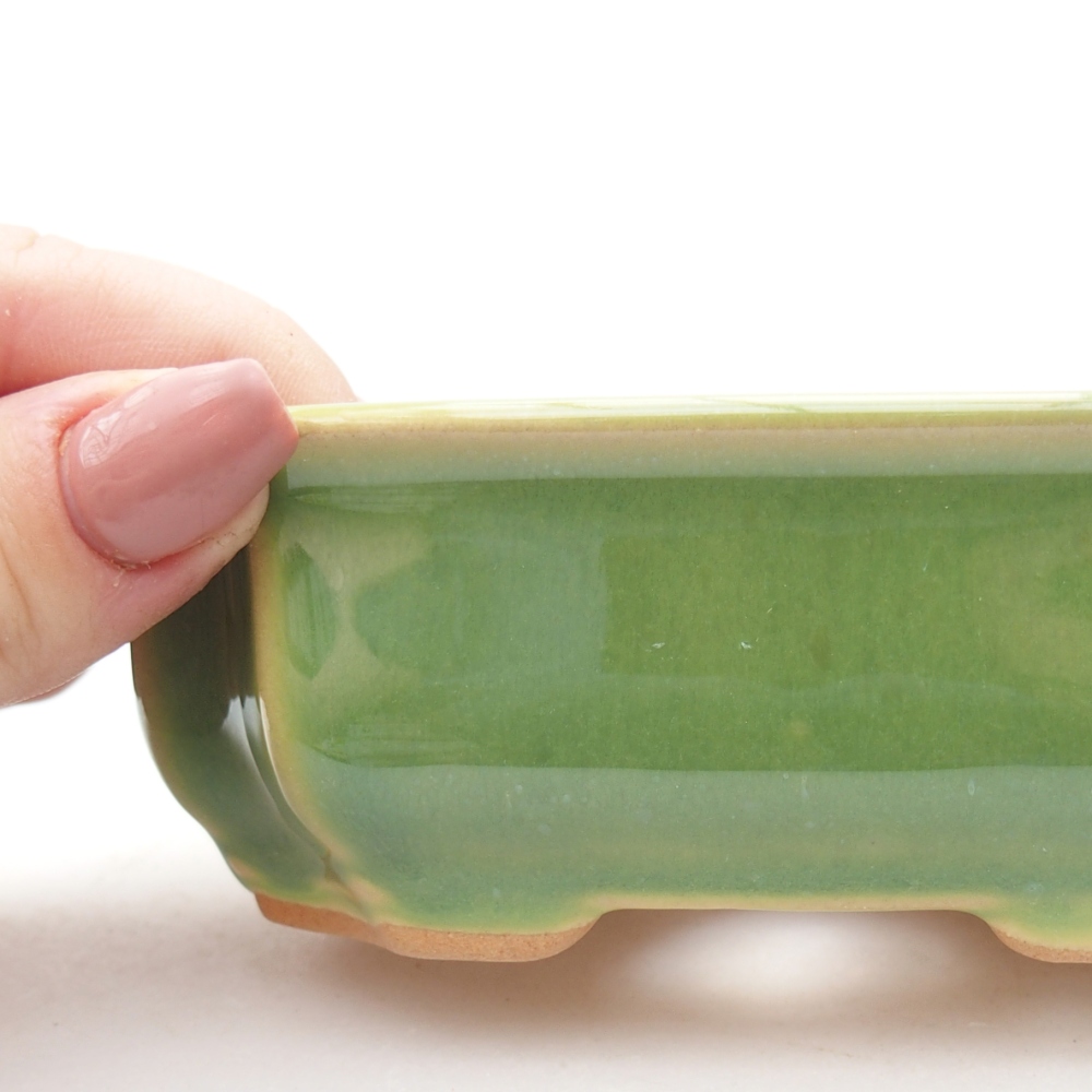 Bol à bonsaï en céramique 11,5 x 8,5 x 4 cm, vert