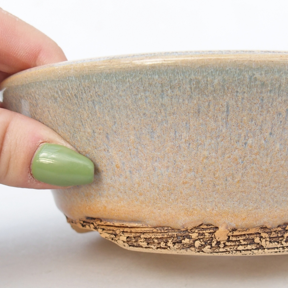 Bol à bonsaï en céramique 14,5 x 14,5 x 5 cm, vert-brun