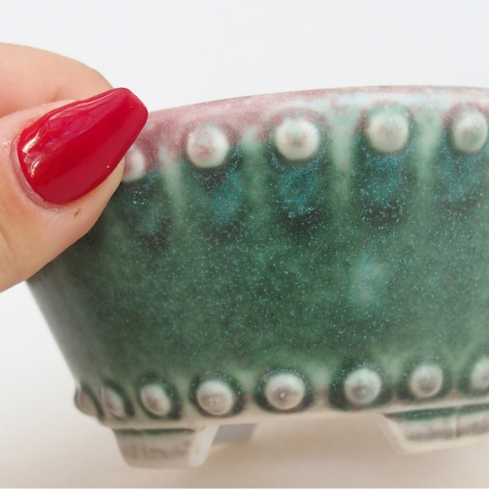 Bol à bonsaï en céramique 10,5 x 10,5 x 5 cm, vert