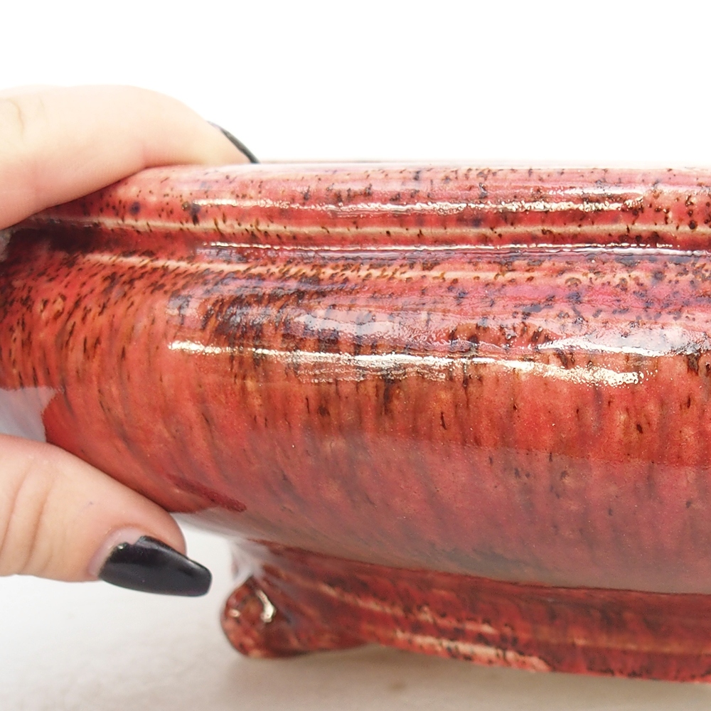 Bol à bonsaï en céramique 35 x 35 x 9,5 cm, couleur rouge