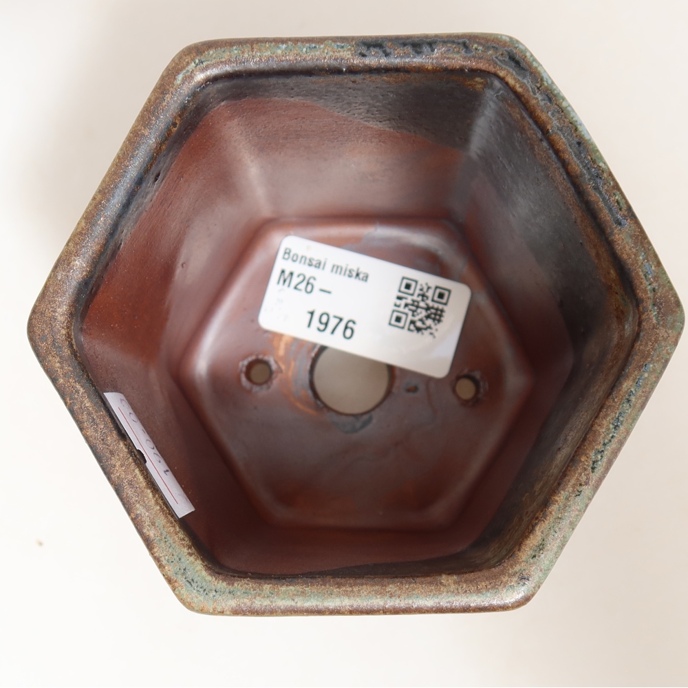 Pot à bonsaï en céramique 9 x 8,5 x 8 cm, couleur brun-vert