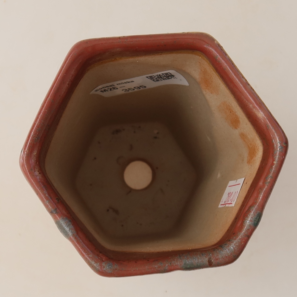 Pot à bonsaï en céramique 9,5 x 8,5 x 14,5 cm, couleur rose