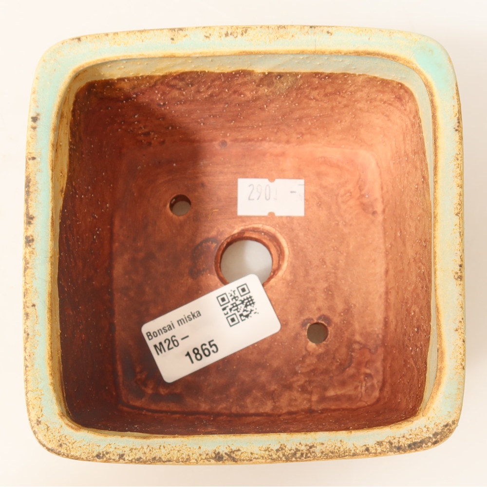 Pot à bonsaï en céramique 10,5 x 10,5 x 7 cm, couleur verte