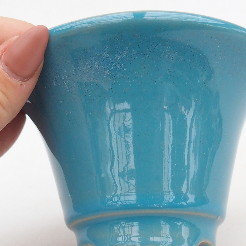 Bol à bonsaï en céramique 10,5 x 10,5 x 7 cm, couleur bleu