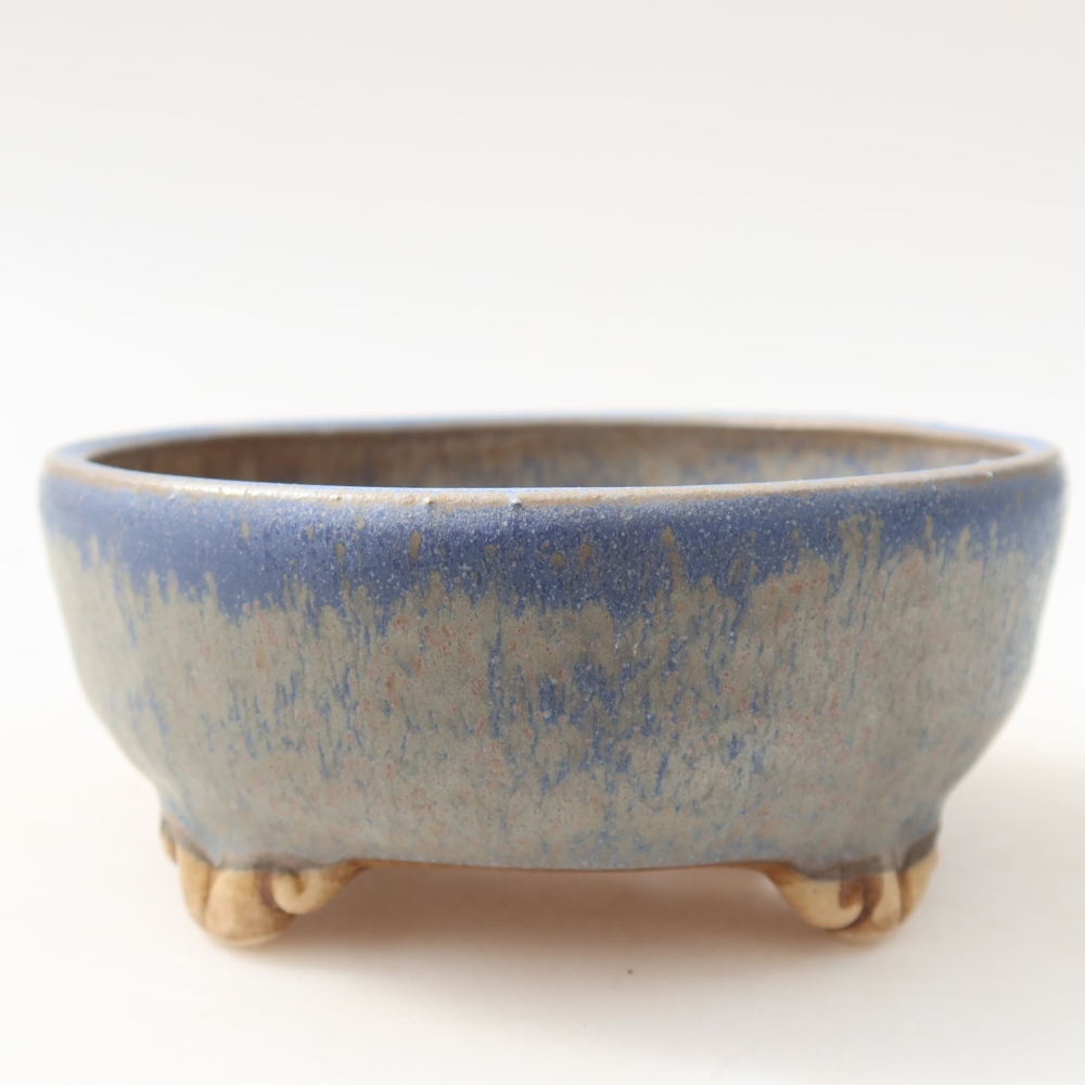 Pot à bonsaï en céramique 10,5 x 10,5 x 4 cm, couleur bleue