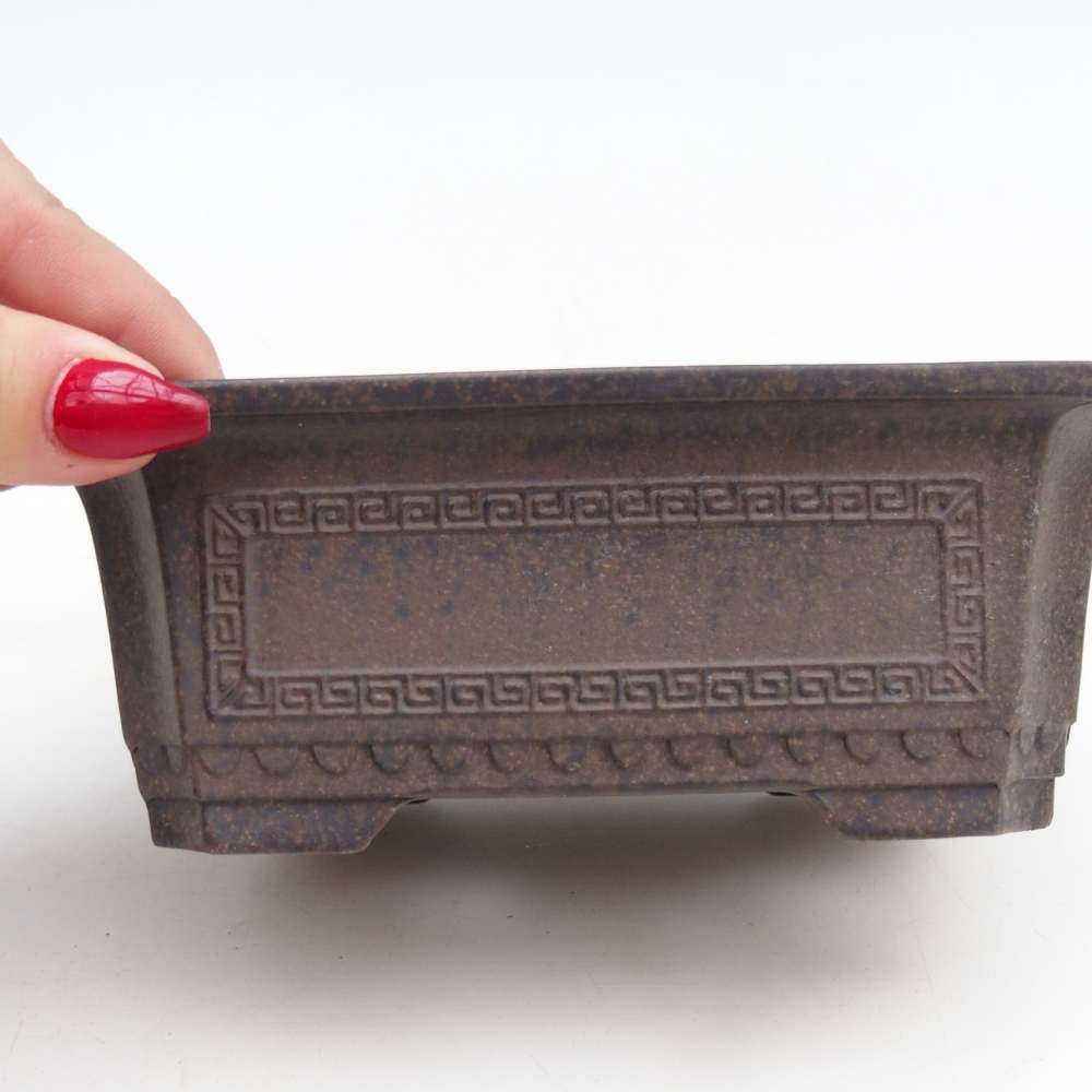 Bol à bonsaï en céramique 15,5 x 10,5 x 6 cm, ocre brunâtre