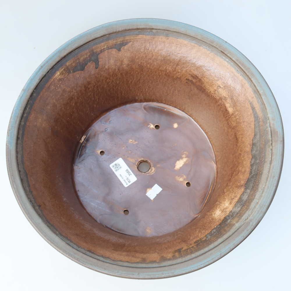Pot à bonsaï en céramique 31,5 x 31,5 x 14,5 cm, couleur bleue
