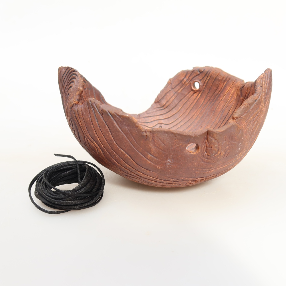 Coquille en céramique pour kokedama, 12 x 12 x 7 cm, couleur marron