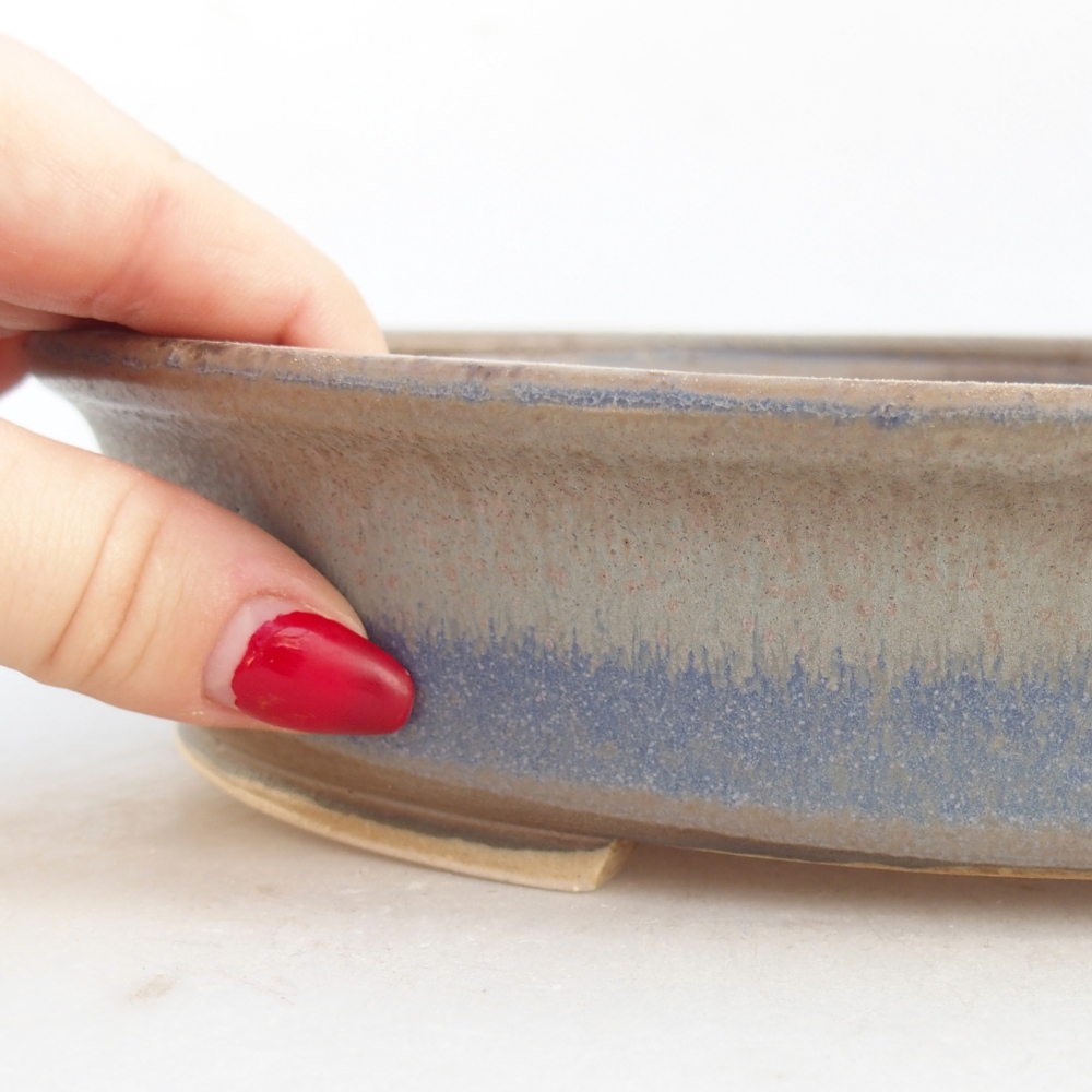 Bol à bonsaï en céramique 24 x 21 x 5 cm, couleur bleu