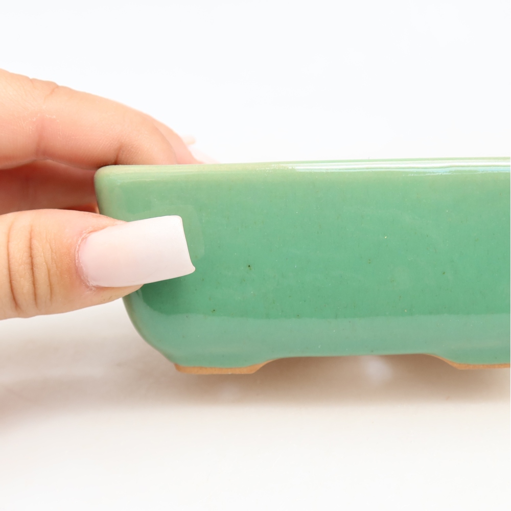Pot à bonsaï en céramique 10,5 x 7 x 4,5 cm, couleur verte