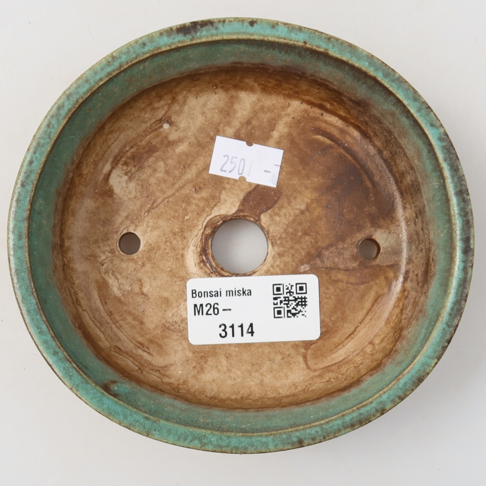 Pot à bonsaï en céramique 12,5 x 11,5 x 3,5 cm, couleur verte